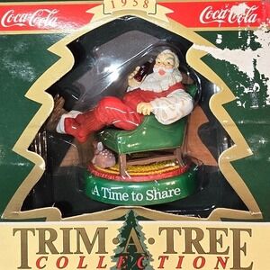 Coca-Cola Circa 1958 "A Time to Share" Santa in a Chair Trim A Tree Ornament